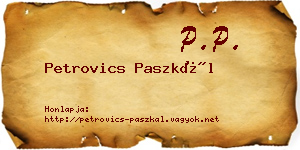 Petrovics Paszkál névjegykártya